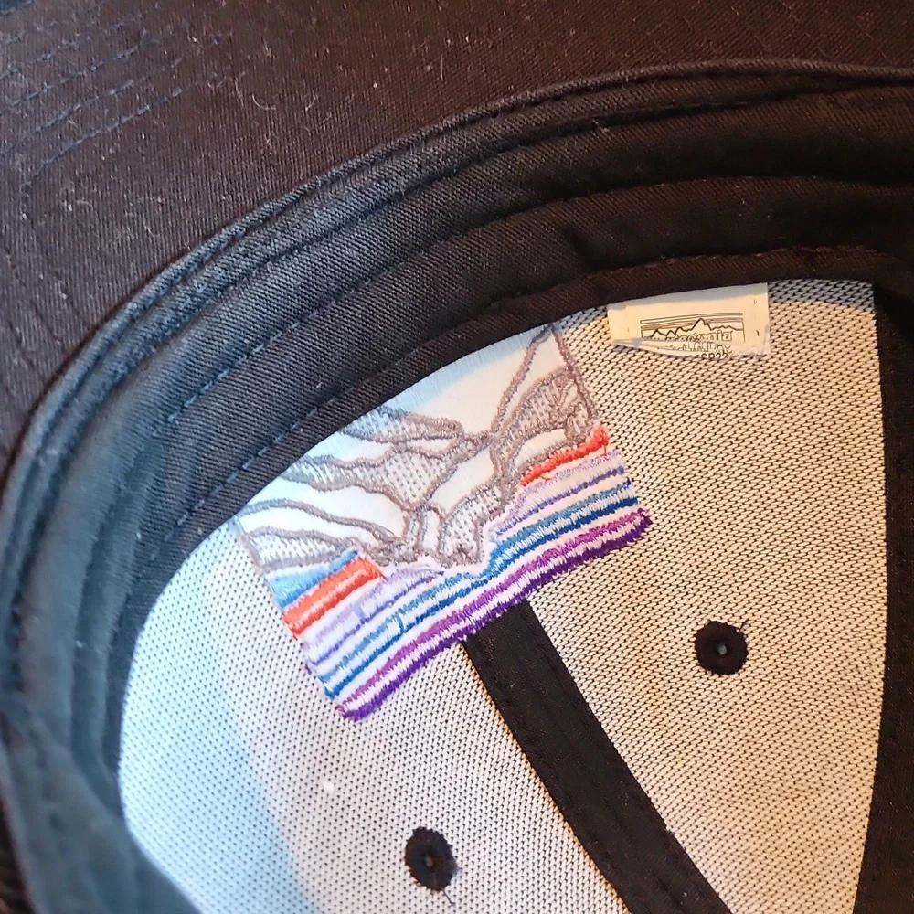 Patagonia Black Cap with Colorful Mountain Design Unisex